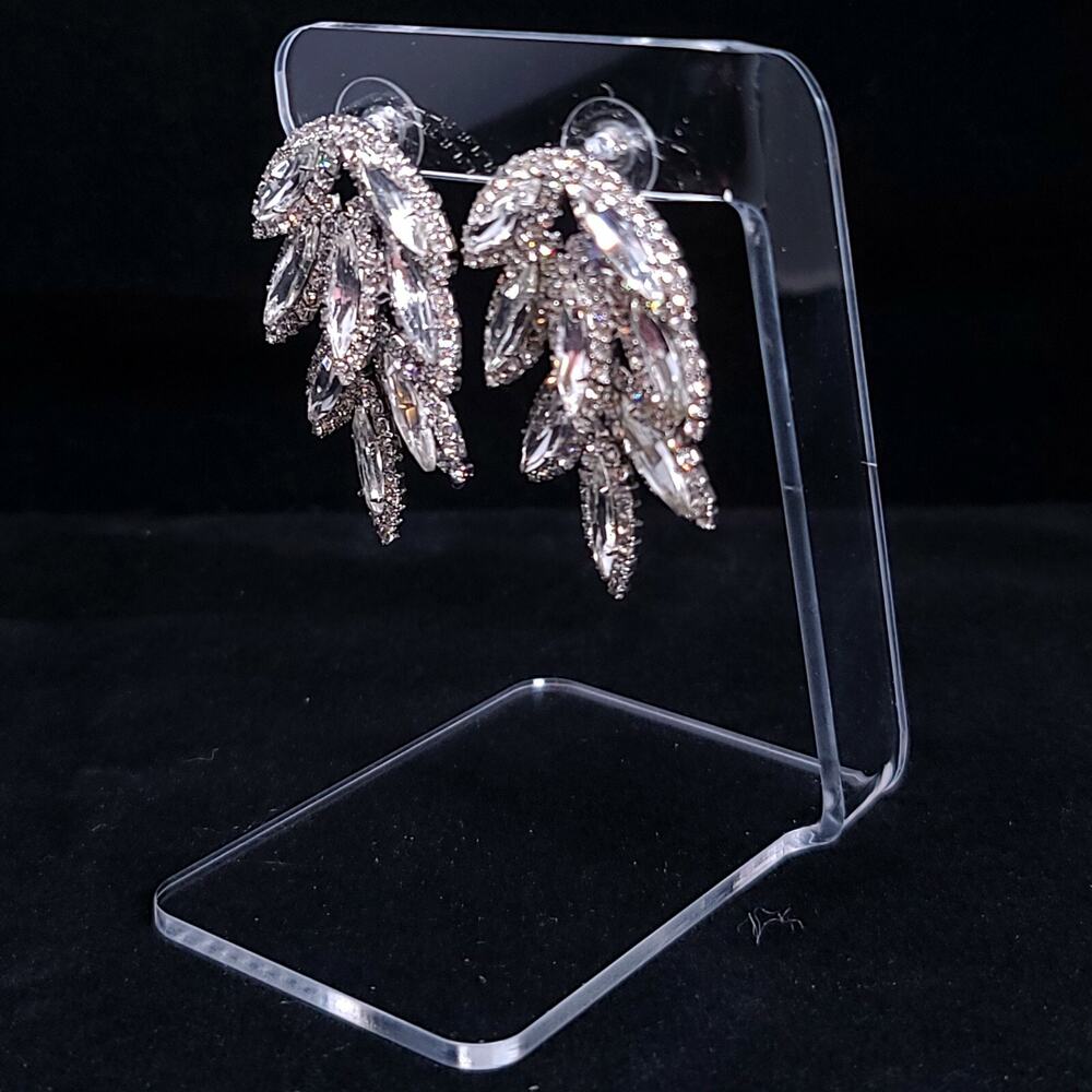 Clear Rhinestone 2" Drop Dangle Earrings New With Tags Anna & Ava Marquis - Picture 6 of 6